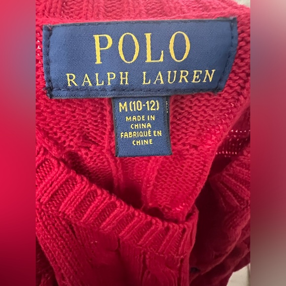 💥Sold💥 Boys Polo Ralph Laren Red Cable-Knit Cotton Sweater sz M 10-12 Pre-owned - Picture 3 of 3